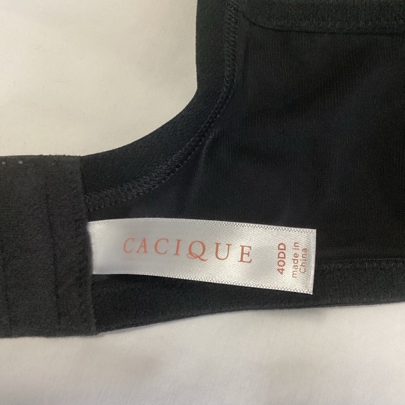 CACIQUE: black, with white lace overlay boost plunge bra 40DD - Picture 5 of 6